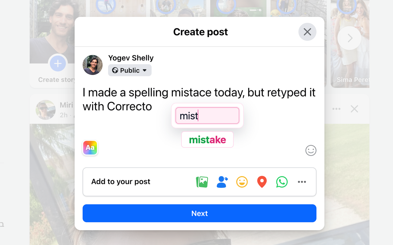 Retype with Correcto in the browser context menu