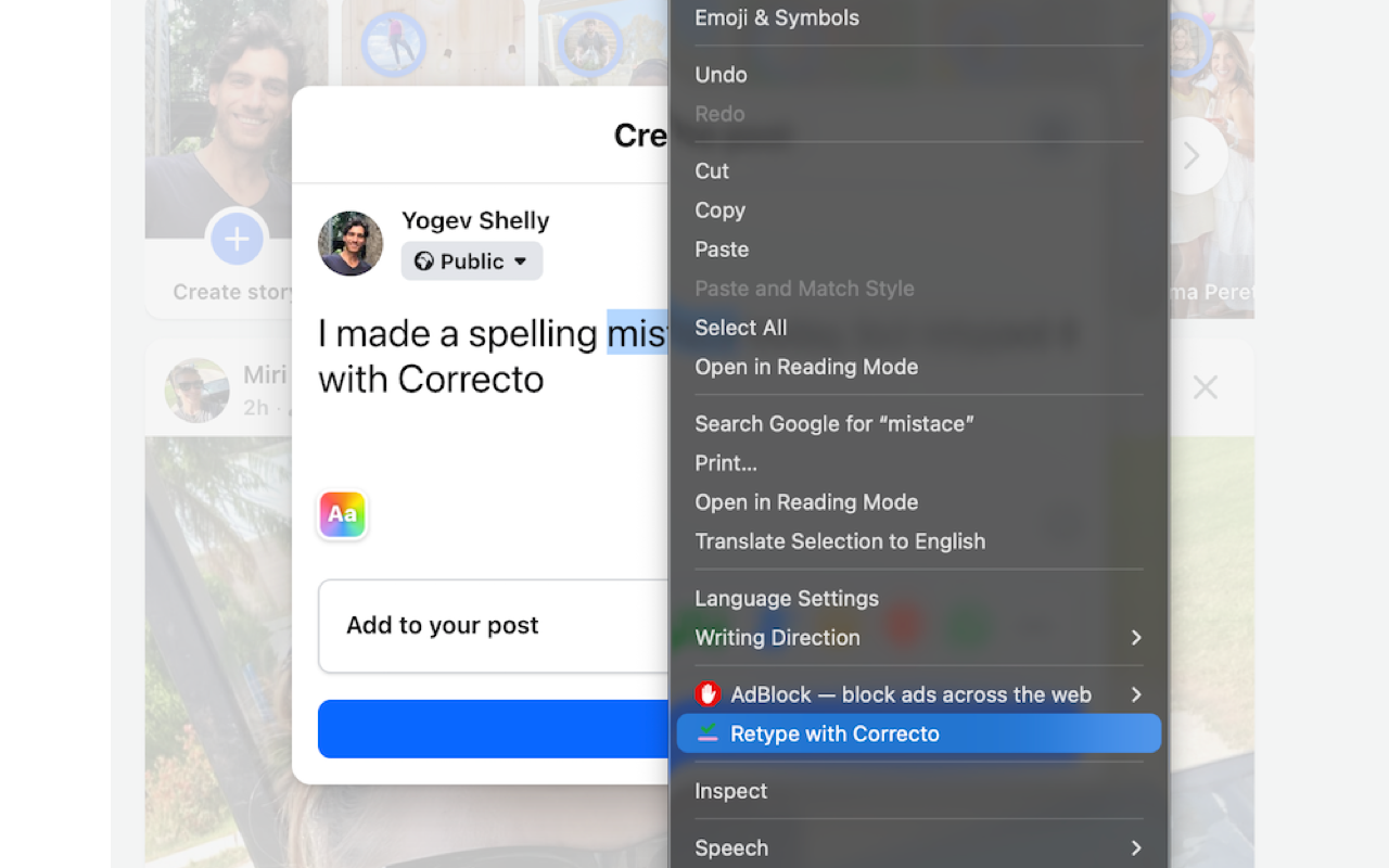 Correcto answer picker over selected text